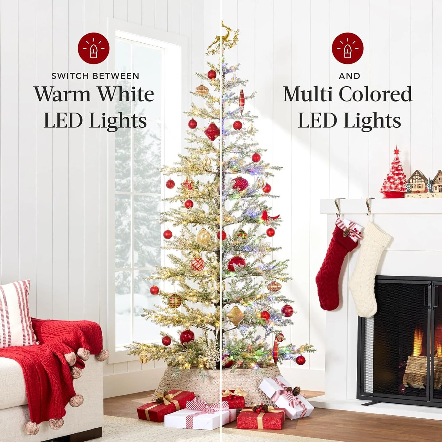 Sparse Flocked Christmas Tree Aspen Noble Fir With 2-in-1 LED Lights, 880 Tips & Metal Stand For Holiday Decor 6 Sparse Flocked Christmas Tree Aspen Noble Fir With 2-in-1 LED Lights, 880 Tips & Metal Stand For Holiday Decor - Image 4