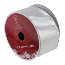 Northlight Pack Of 12 Silver Solid Christmas Wired Craft Ribbon 2.5" X 120 Yards 11 Northlight Pack Of 12 Silver Solid Christmas Wired Craft Ribbon 2.5" X 120 Yards -Northlight Shop 2306223300741030560 2