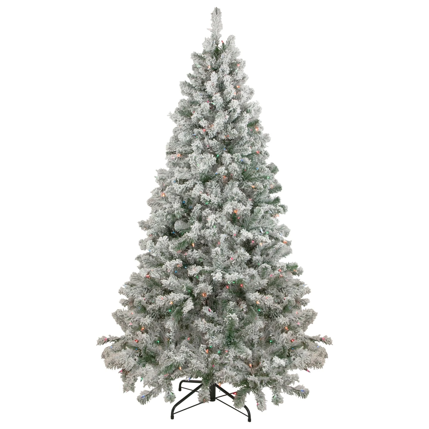 Northlight 6.5' Pre-Lit Flocked Madison Pine Artificial Christmas Tree, Multi Lights Green 10 Northlight 6.5' Pre-Lit Flocked Madison Pine Artificial Christmas Tree, Multi Lights Green - Image 8