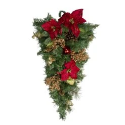 Northlight Pine, Pinecone And Poinsettias Artificial Christmas Teardrop Swag - 32" - Unlit Green 9 Northlight Pine, Pinecone And Poinsettias Artificial Christmas Teardrop Swag - 32" - Unlit Green -Northlight Shop 2306223301897609888 2