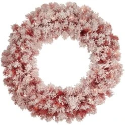 Northlight Pre-Lit Flocked Artificial Christmas Wreath - 36" - Red - Clear Lights