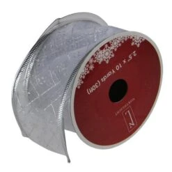Northlight Shimmering Silver Diamond Christmas Wired Craft Ribbon 2.5" X 10 Yards