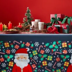 Blue Panda 3 Pack Santa Claus Plastic Tablecloths For Christmas Party Supplies, 54 X 108 Inch Rectangular Xmas Holiday Table Covers, Fun Festive Christmas Party Decorations Black 9 Blue Panda 3 Pack Santa Claus Plastic Tablecloths For Christmas Party Supplies, 54 X 108 Inch Rectangular Xmas Holiday Table Covers, Fun Festive Christmas Party Decorations Black -Northlight Shop 2306281602904922416
