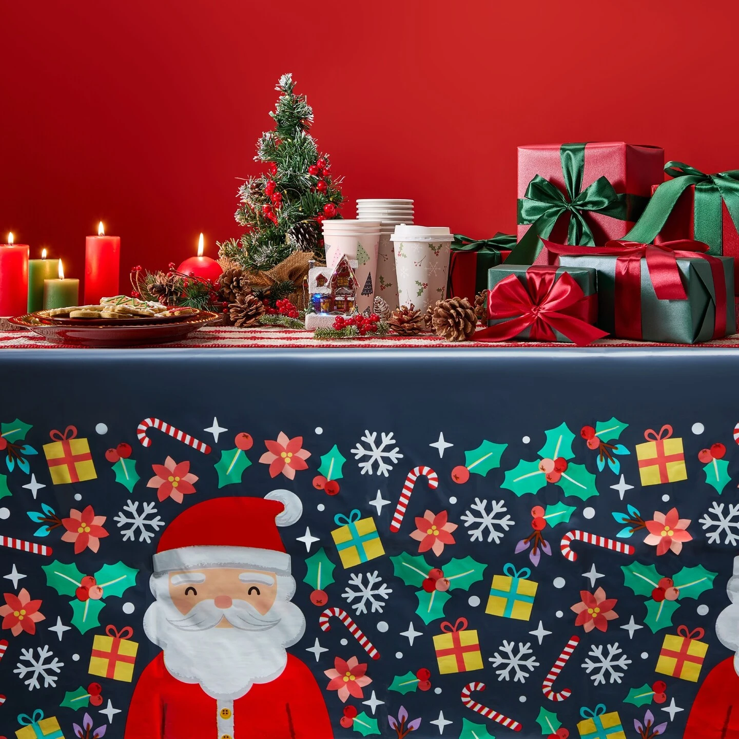 Blue Panda 3 Pack Santa Claus Plastic Tablecloths For Christmas Party Supplies, 54 X 108 Inch Rectangular Xmas Holiday Table Covers, Fun Festive Christmas Party Decorations Black 5 Blue Panda 3 Pack Santa Claus Plastic Tablecloths For Christmas Party Supplies, 54 X 108 Inch Rectangular Xmas Holiday Table Covers, Fun Festive Christmas Party Decorations Black - Image 3