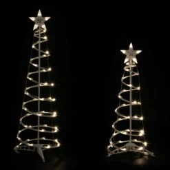 Northlight LED Lighted Spiral Outdoor Christmas Trees - 3' And 4' - Warm White Lights - Set Of 2