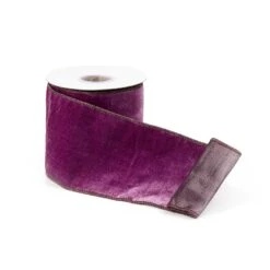 Melrose Wired Christmas Craft Ribbon - 4" X 10 Yards - Purple - Set Of 2