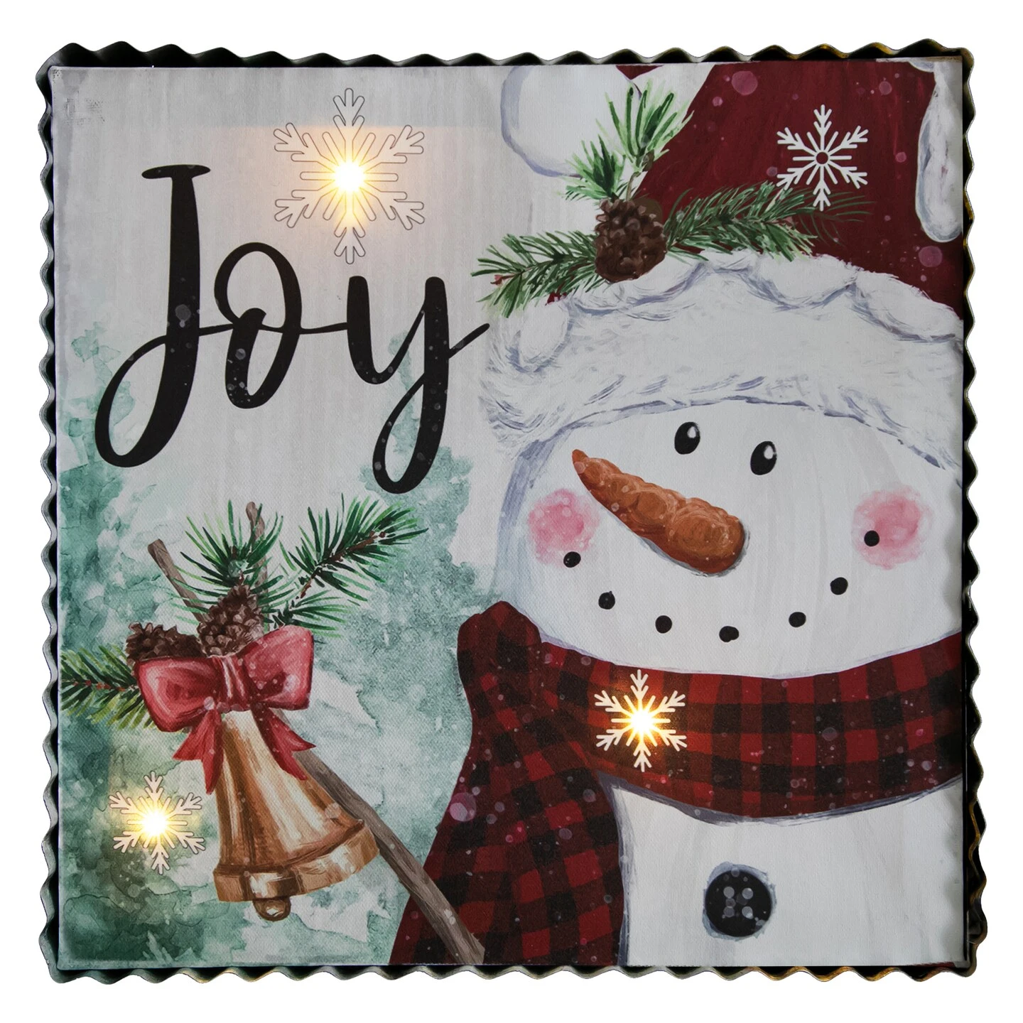 Northlight 12" LED Lighted 'Joy' Snowman Christmas Canvas Wall Art White 8 Northlight 12" LED Lighted 'Joy' Snowman Christmas Canvas Wall Art White - Image 6