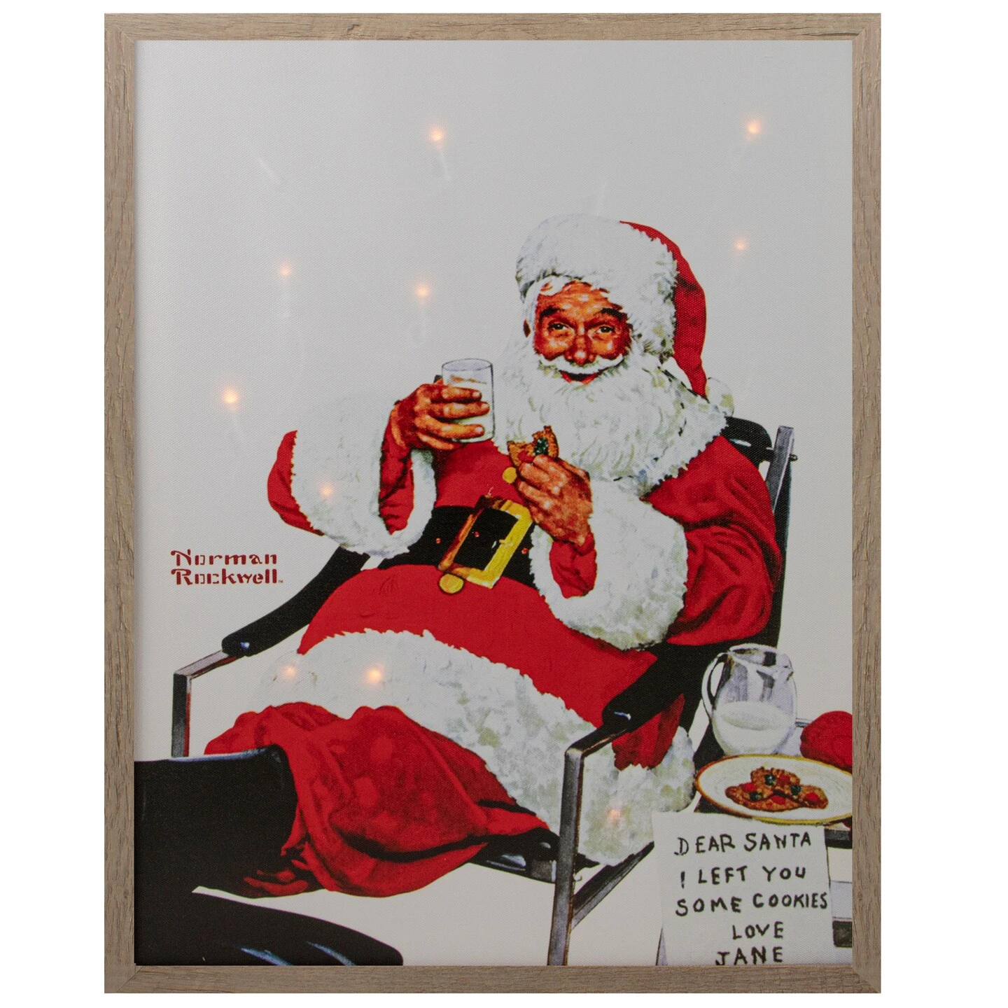 Northlight 19" Lighted Norman Rockwell 'Santa Eating Milk And Cookies' Christmas Wall Art Red 4 Northlight 19" Lighted Norman Rockwell 'Santa Eating Milk And Cookies' Christmas Wall Art Red - Image 2