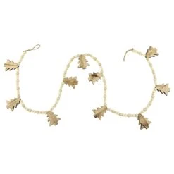 Northlight 6' X 3" Christmas Trees And Beads Wooden Garland Brown