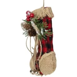 Northlight 5.75" Red Plaid And Burlap Christmas Stocking Ornament -Northlight Shop 2306386829808387296