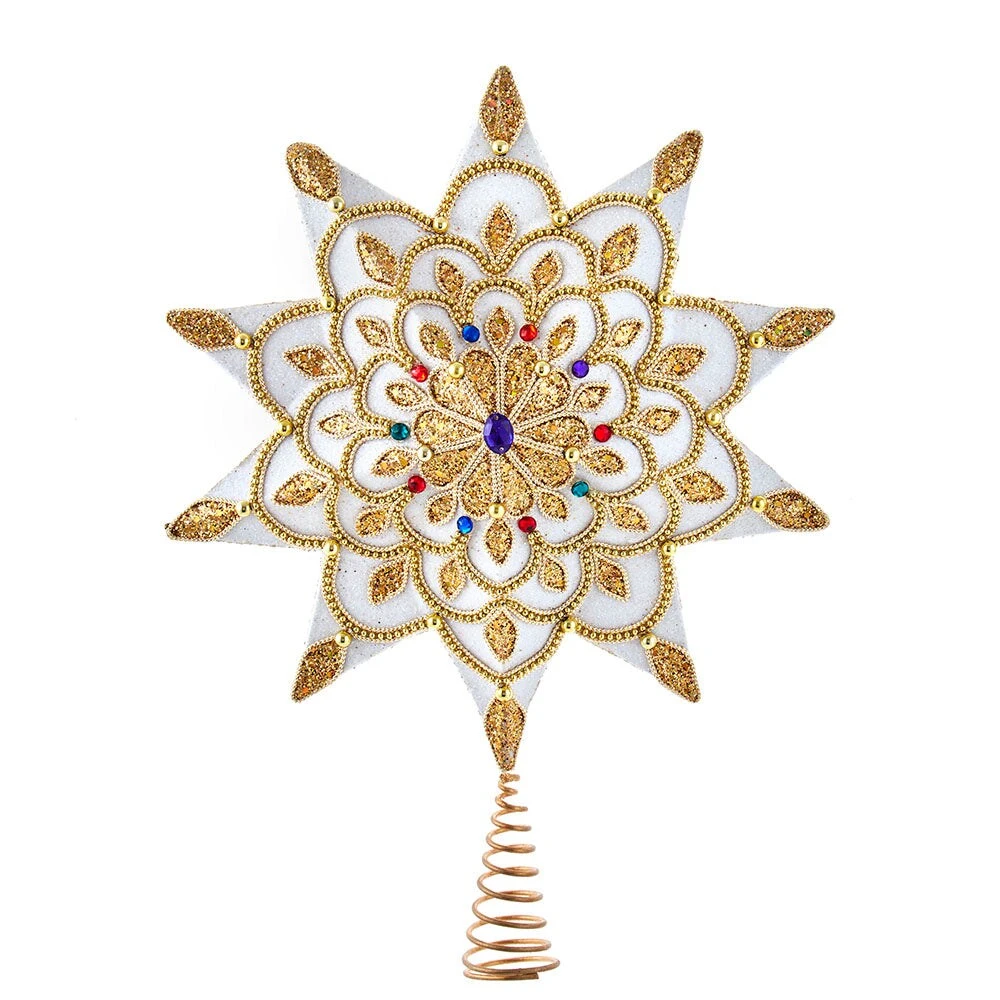 Kurt Adler White And Gold Jeweled Star Treetop - 16 Inch 20 Kurt Adler White And Gold Jeweled Star Treetop - 16 Inch - Image 18