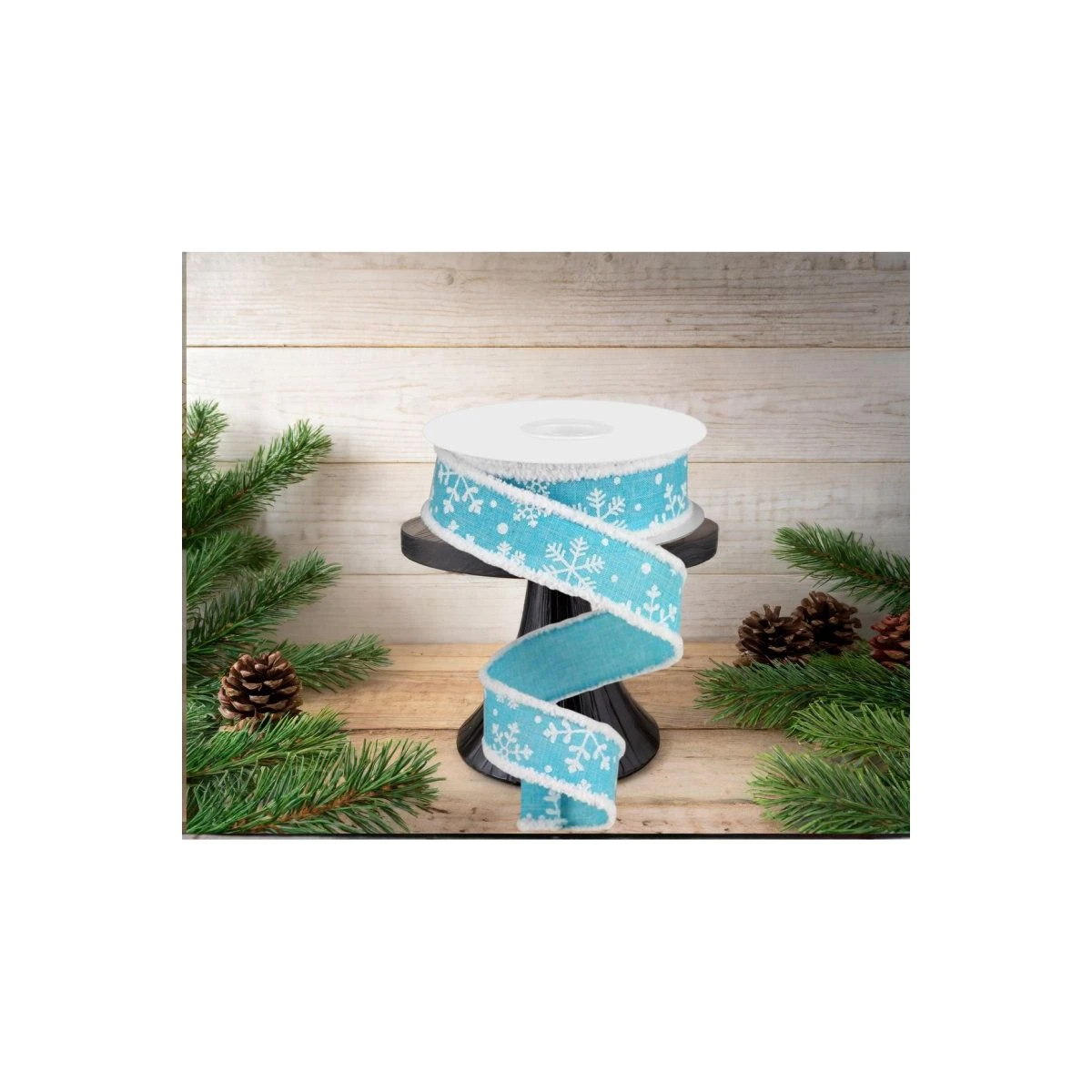 1.5" Snowflake Drift Edge Ribbon: Light Blue (10 Yards) 4 1.5" Snowflake Drift Edge Ribbon: Light Blue (10 Yards) - Image 2