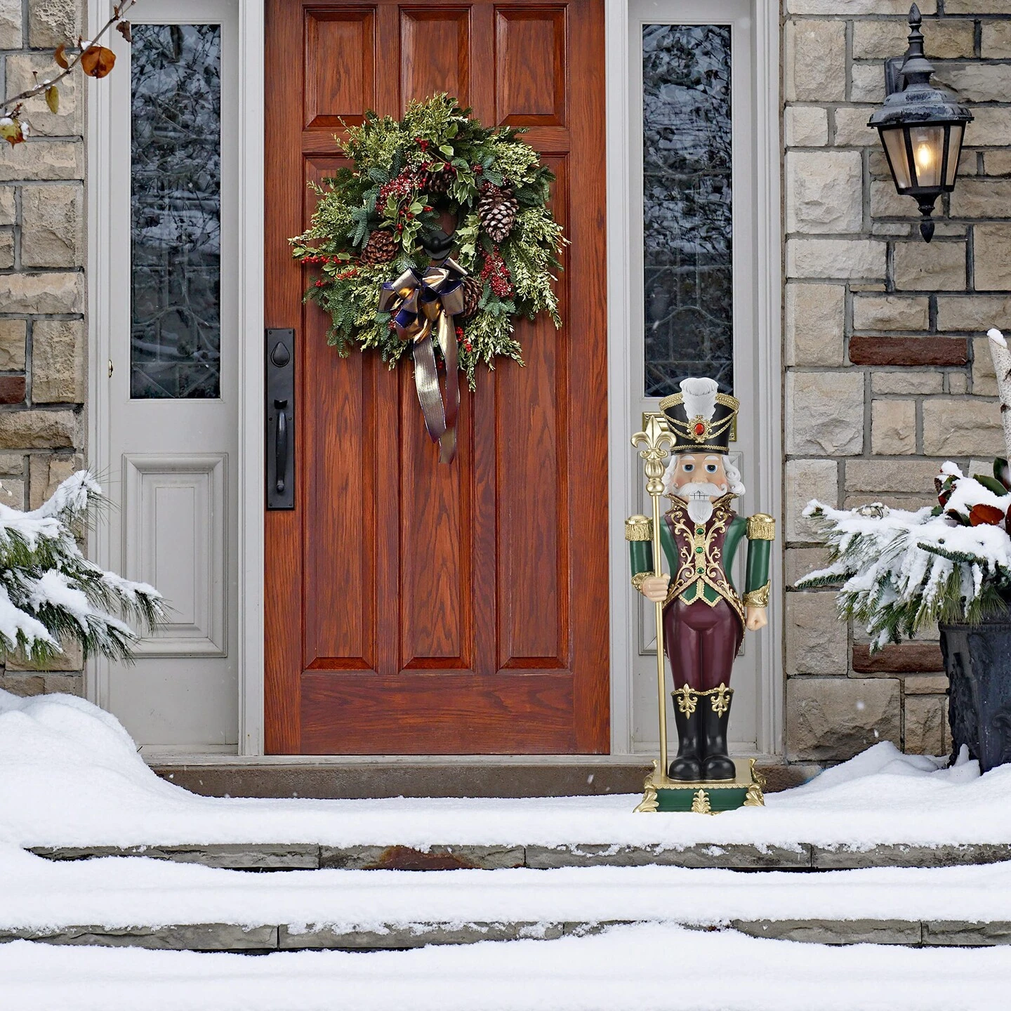 Haute Decor 35 Inch Tall Solid Resin Decorative Holiday Nutcracker With Fleur De Lis 14 Haute Decor 35 Inch Tall Solid Resin Decorative Holiday Nutcracker With Fleur De Lis - Image 12