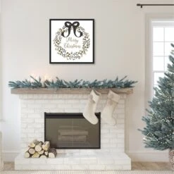 Merry Christmas Wreath By Andi Metz Framed Canvas Wall Art