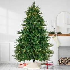 Northlight Real Touch™️ 9' Pre-Lit Full Juniper Pine Artificial Christmas Tree - 9' - Warm White LED Green