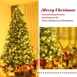 7/7.5/8 Feet Artificial Christmas Tree With LED Lights And Pine Cones 17 7/7.5/8 Feet Artificial Christmas Tree With LED Lights And Pine Cones -Northlight Shop 253662767517408