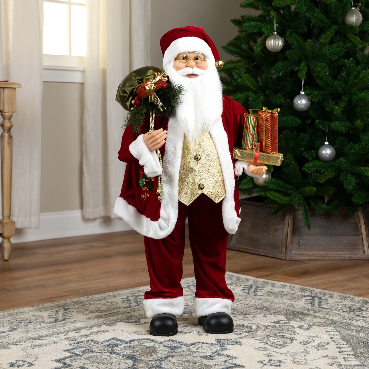 Northlight Holly Berry Santa Claus With Presents Christmas Figure - 36" Red 3 Northlight Holly Berry Santa Claus With Presents Christmas Figure - 36" Red