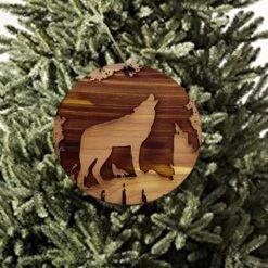 Mountain Wolves - Cedar Ornament -Northlight Shop 26230390082576