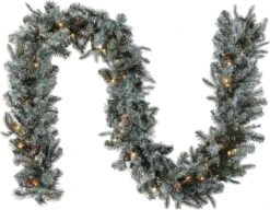 9 Feet -Pre-Lit 'Feel Real' Artificial Christmas Garland, Green, Arctic Spruce, White Lights 14 9 Feet -Pre-Lit 'Feel Real' Artificial Christmas Garland, Green, Arctic Spruce, White Lights -Northlight Shop 26397488035760 1