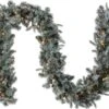9 Feet -Pre-Lit 'Feel Real' Artificial Christmas Garland, Green, Arctic Spruce, White Lights