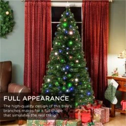Best Choice Products Pre-Lit Fiber Optic Artificial Pine Christmas Tree W/ Multicolored LED Lights, 8 Sequences -Northlight Shop 26398193350576 1