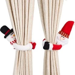 2 Pack Christmas Curtain Buckle Doll Santa & Snowman Creative Curtain Tieback Hold Back Fastener,Christmas Wine Bottle Topper For Xmas Holiday Home Window Decoration (Red And White) -Northlight Shop 264570981336928 1