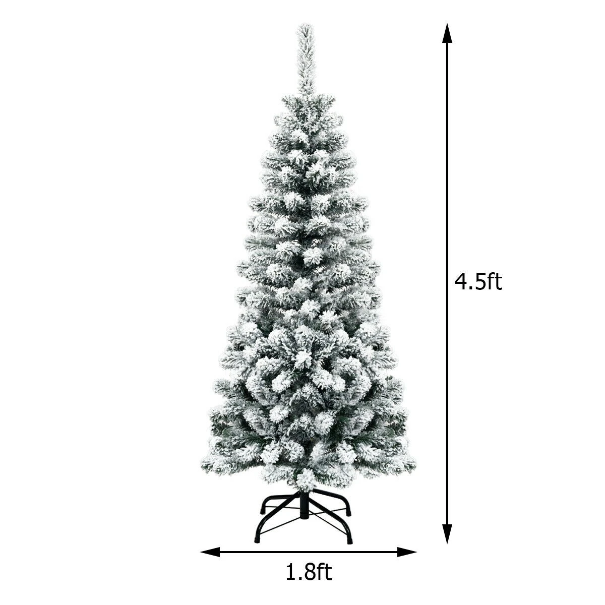 4.5 Feet Unlit Hinged Snow Flocked Artificial Pencil Christmas Tree With 242 Branch 12 4.5 Feet Unlit Hinged Snow Flocked Artificial Pencil Christmas Tree With 242 Branch - Image 10