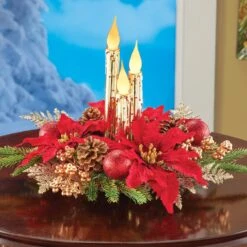 Collections Etc LED Lighted Holiday Candle Arrangement Centerpiece -Northlight Shop 265943085325232 1