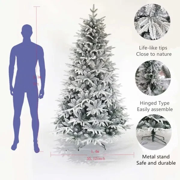 7ft Snow Flocked Artificial Christmas Tree With Realistic White Tips 5 7ft Snow Flocked Artificial Christmas Tree With Realistic White Tips - Image 3