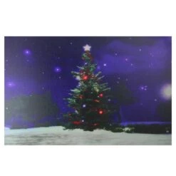 Northlight Fiber Optic And LED Lighted Christmas Tree Canvas Wall Art - 15.5" X 23.5" Green