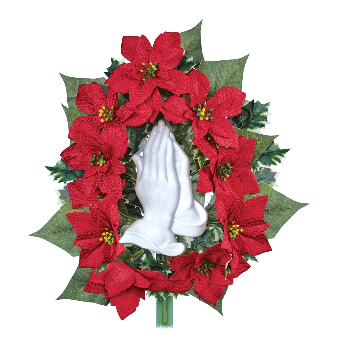 Collections Etc Praying Hands Poinsettia Memorial Bush Stake 4 Collections Etc Praying Hands Poinsettia Memorial Bush Stake - Image 2