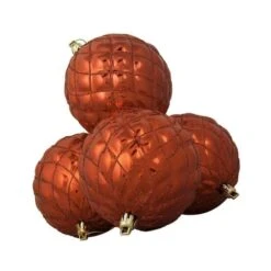 Northlight 4ct Shiny Orange Diamond Shatterproof Ball Ornaments