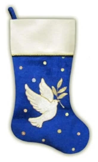Northlight 20.5" Royal Blue Velvet Dove Christmas Stocking 4 Northlight 20.5" Royal Blue Velvet Dove Christmas Stocking - Image 2