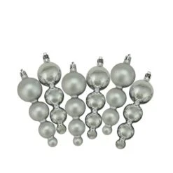 Northlight 6ct Shiny & Matte 5.75" Finial Shatterproof Ornaments, Silver Splendor