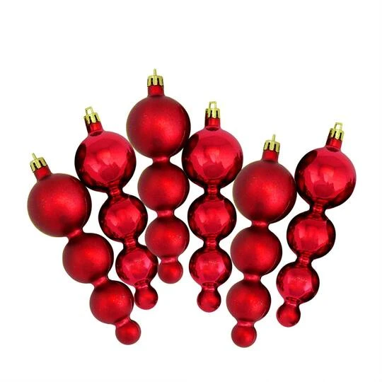 Northlight 6ct Shiny & Matte 5.75" Finial Shatterproof Ornaments, Red Hot 4 Northlight 6ct Shiny & Matte 5.75" Finial Shatterproof Ornaments, Red Hot - Image 2