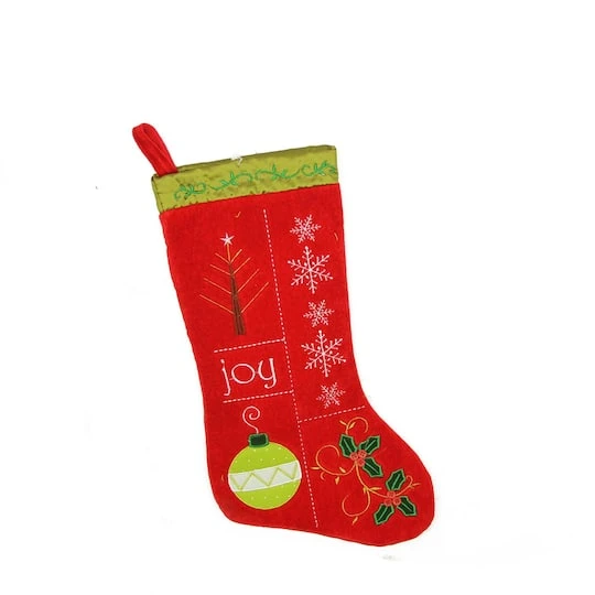 Northlight 19" Traditional "Joy" Embroidered Cuffless Christmas Stocking 3 Northlight 19" Traditional "Joy" Embroidered Cuffless Christmas Stocking