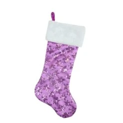 Northlight 20.5" Sequin Snowflake Stocking With White Faux Fur Cuff, Purple 9 Northlight 20.5" Sequin Snowflake Stocking With White Faux Fur Cuff, Purple -Northlight Shop 28529 32228477 1