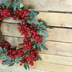 Northlight 18" Red Berries & Two-Tone Green Leaves Artificial Wreath, Unlit -Northlight Shop 28529 32257218 2