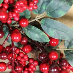 Northlight 18" Red Berries & Two-Tone Green Leaves Artificial Wreath, Unlit -Northlight Shop 28529 32257218 3