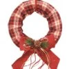 Northlight 16" Burlap Bow & Pine Accents Plaid Wreath