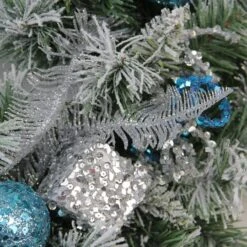 Northlight 24" Blue & Silver Sequin Ornaments Artificial Flocked Pine Wreath -Northlight Shop 28529 32275665 2