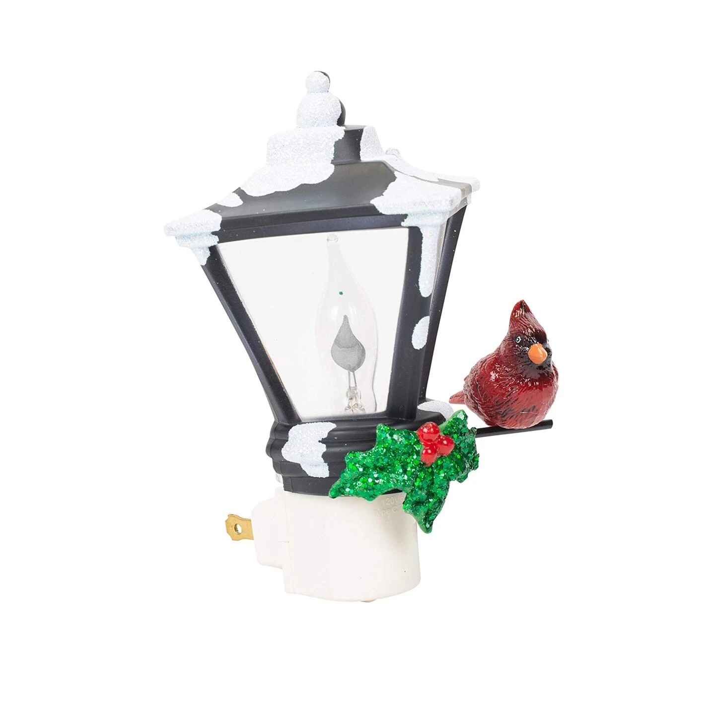 Roman Cardinal On A Snow Covered Street Lamp Flickering Christmas Night Light - 6" Black 5 Roman Cardinal On A Snow Covered Street Lamp Flickering Christmas Night Light - 6" Black - Image 3