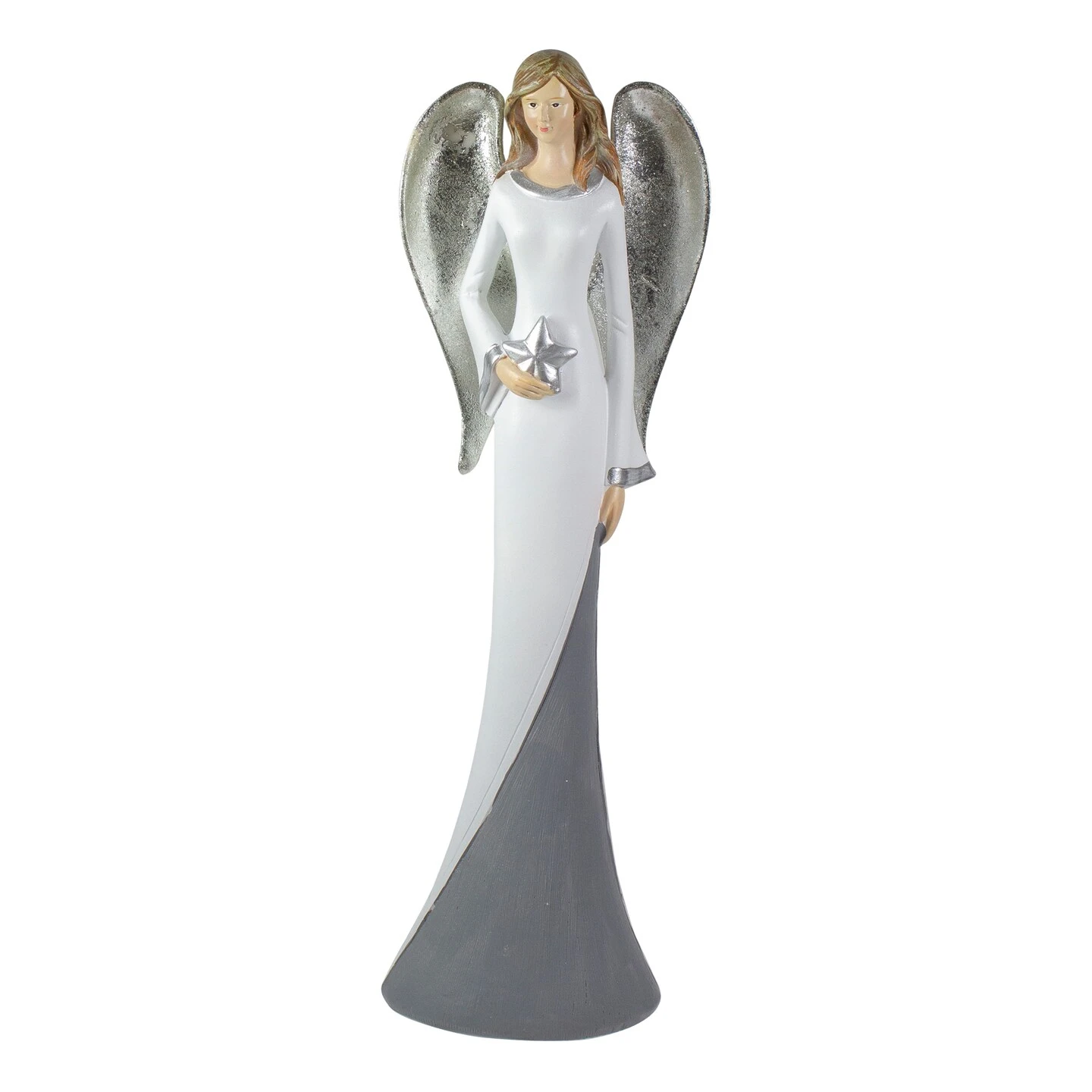 Northlight Winged Angel With Star Figurine - 16.5" - White Gray 3 Northlight Winged Angel With Star Figurine - 16.5" - White Gray