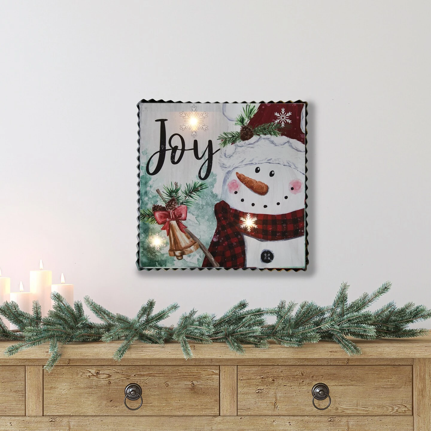 Northlight 12" LED Lighted 'Joy' Snowman Christmas Canvas Wall Art White 5 Northlight 12" LED Lighted 'Joy' Snowman Christmas Canvas Wall Art White - Image 3