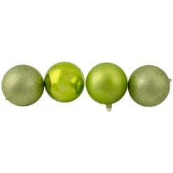 Northlight Shatterproof 4-Finish Christmas Ball Ornaments 3.25" (80mm) - Kiwi Green - 32ct -Northlight Shop 28678087369376