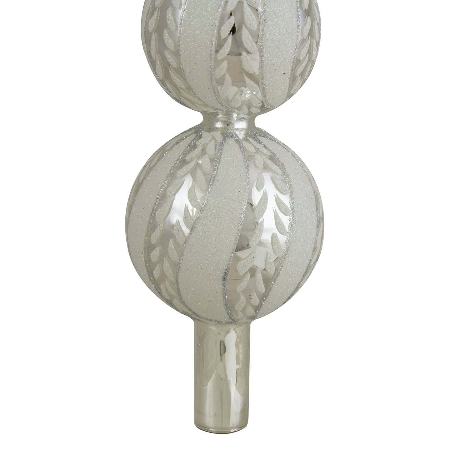 Northlight Glittered Glass Finial Christmas Tree Topper - 14.5" - Silver And White 5 Northlight Glittered Glass Finial Christmas Tree Topper - 14.5" - Silver And White - Image 3