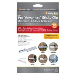 Simple Living 25ct Anywhere Outdoor Sticky Adhesive Clips Clear 10 Simple Living 25ct Anywhere Outdoor Sticky Adhesive Clips Clear -Northlight Shop 28679299392160