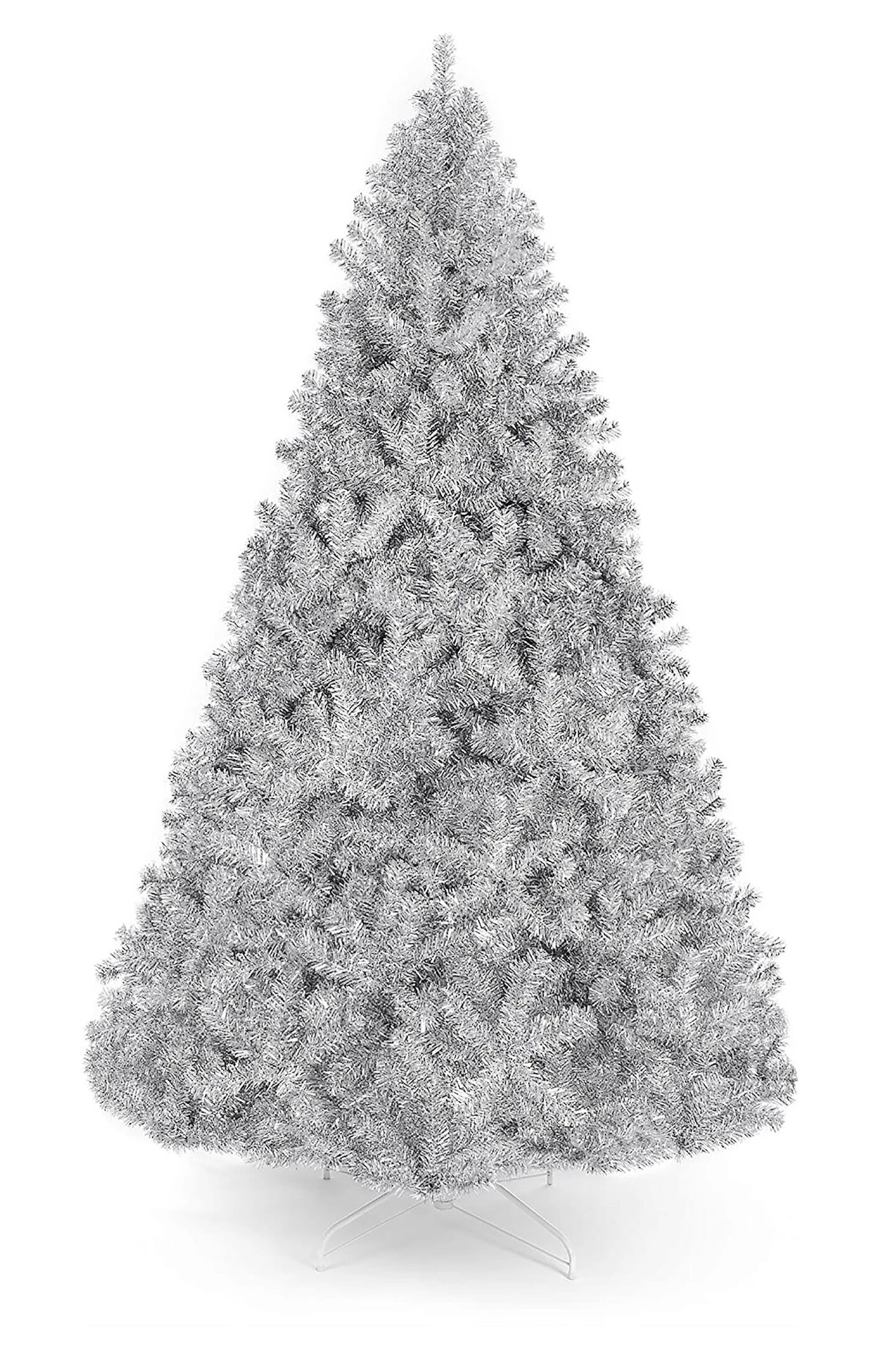 Perfect Holiday Full Bodied Metallic Silver Tinsel Tree With White Stand 7 Perfect Holiday Full Bodied Metallic Silver Tinsel Tree With White Stand - Image 5