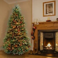 6.5 Ft. Pre-Lit Dunhill® Fir Full Artificial Christmas Tree, Multicolor Lights -Northlight Shop 28904 DUH 65RLO 4
