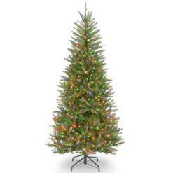 6.5 Ft. Pre-Lit Dunhill® Fir Slim Artificial Christmas Tree, Multicolor Lights